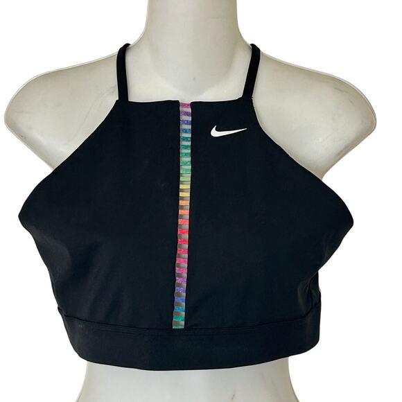 Nike Dri-FIT Swoosh High-Support Sports Bra Rainbow Racer Womens XL Training NE - Picture 1 of 8